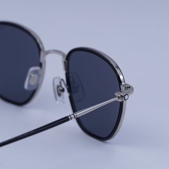 Montblanc MB0160S 001 Sunglasses Silver/Black Square Frame, Grey Lenses - Picture 5 of 11